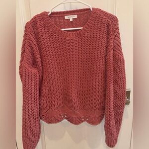 Super Cute Maeve Sweater with lace detailing on the bottom.